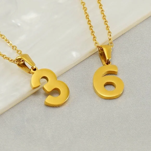 18K Gold Plated Lucky Number Necklace*Angel Number Charm*0123456789 Pendant*ZX - Picture 14 of 15